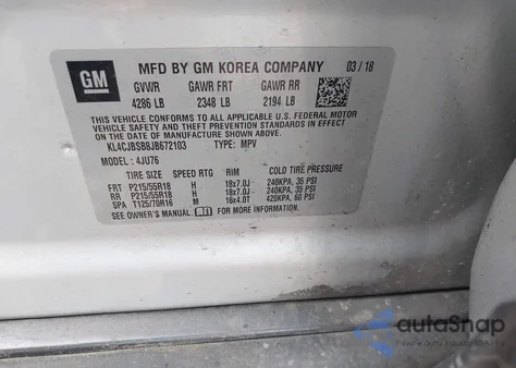 2018 Buick Encore Preferred Ii из США, поврежденный, VIN KL4CJBSB8JB672103